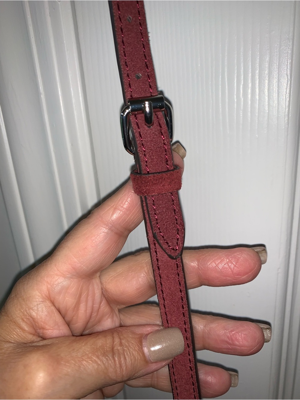Burgundy, suede leather, Rebecca Minkoff  beautiful crossbody clutch - Picture 6 of 13